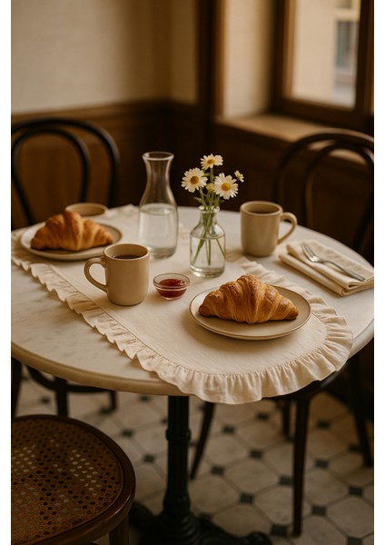 Eko | Fırfırlı Keten Runner 40 x 110 cm modelleri