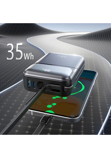 Tüm Modellerle Uyumlu Magsafe Hızlı Sarj Destekli Kablolu Taşınabilir Dijital Göstergeli Powerbank