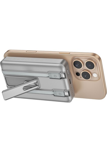 Tüm Modellerle Uyumlu Magsafe Hızlı Sarj Desteki 15W 10000 Mah Standlı Kablolu Taşınabilir Powerbank fırsatları