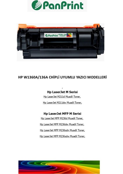 Hp Laserjet Mfp M236SDW Muadil Toner (Chipli) W1360A fiyatları