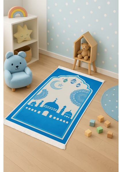Çocuklar Için Modern Kâbe Desenli Seccade – Mavi Bulutlar Serisi fiyatları