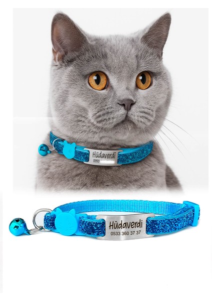 Sim Işıltılı Sallanmayan Kedi Tasması Isimli Kedi Tasması