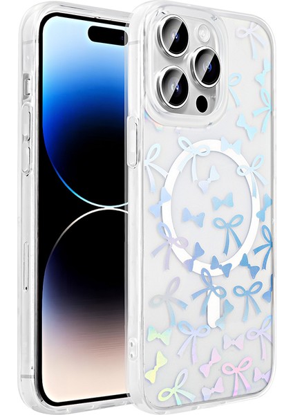 Apple iPhone 14 Pro Max Kılıf M-Safe Şarj Özellikli Şeffaf Folk Sert Kapak