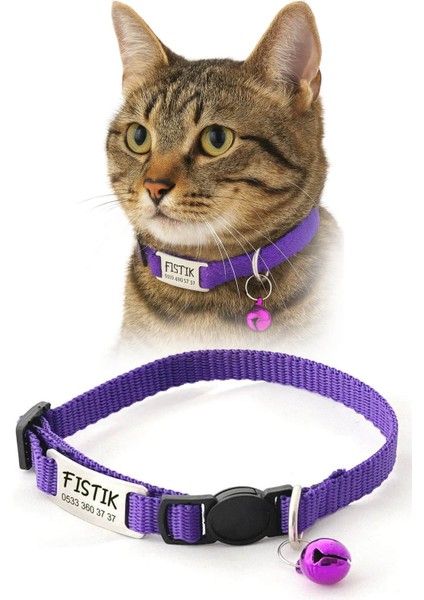 Sallanmayan Kedi Künyesi Isimlikli Kedi Tasması Künyesi