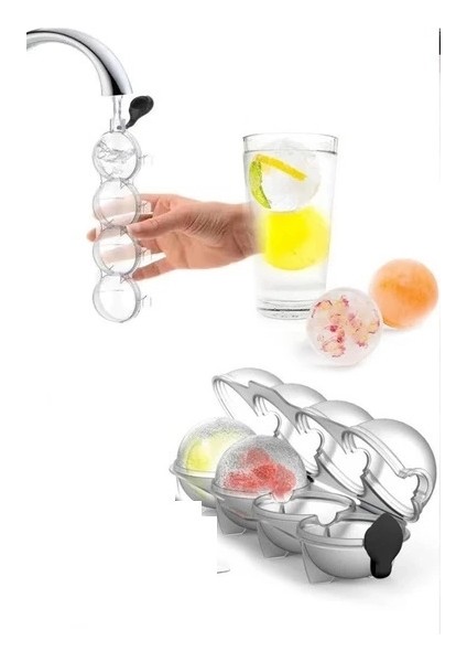 Küresel Buz Kalıbı + Şık Saklama Poşeti 620 ml - 2'li Set D3E4F modelleri