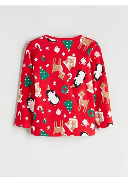 Bisiklet Yaka Yılbaşı Temalı Kız Bebek Pijama Takımı (W5) modelleri