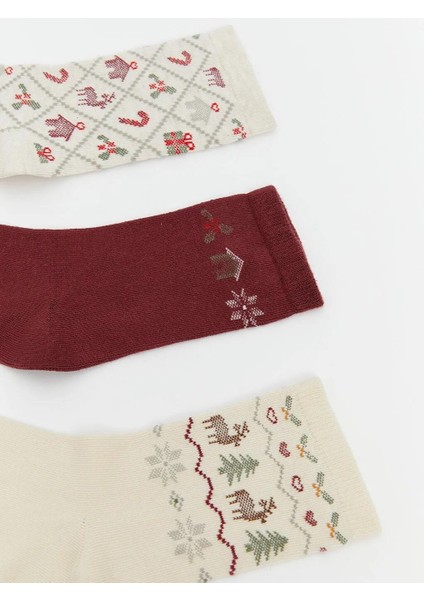 Yılbaşı Temalı Kadın Soket Çorap 3'lü (W5) fiyatları