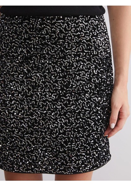 Dar Fit Pul Payetli Mini Etek (W5) modelleri