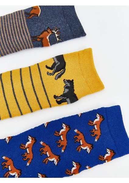 Baskılı Erkek Çocuk Havlu Soket Çorap 3'lü (W5) modelleri