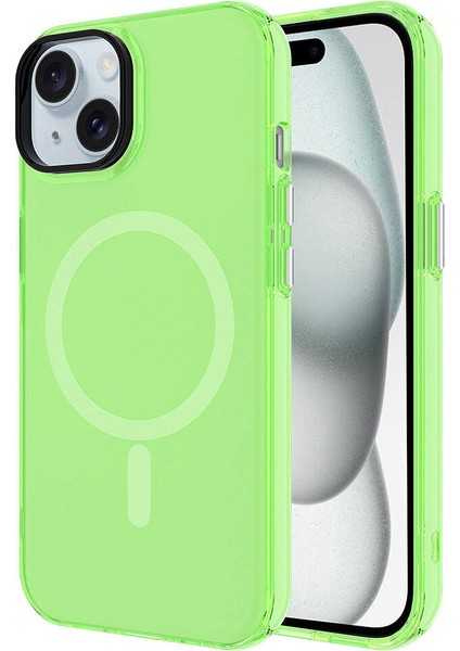 Apple iPhone 15 Kılıf M-Safe Şarj Özellikli Buzlu Transparan C-Pro Sert Kapak