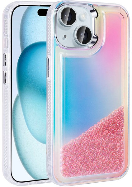 Apple iPhone 15 Kılıf Airbagli Renkli Arka Yüzey Boncuk Tasarımlı Kumul Kapak