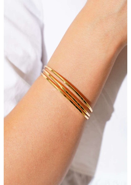 3lü Ajda Bilezik 65MM Gold