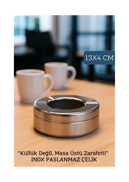 Bx Inox Çelik Küllük - 13CM x 4 cm | Modern, Hijyenik ve Dayanıklı Tasarım