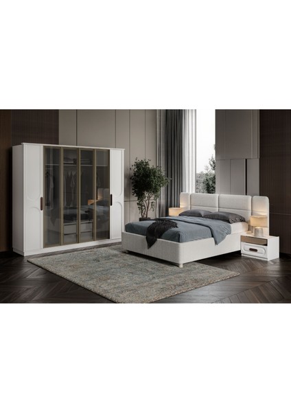 Rias White Reflekte Camlı Yatak Odası Takımı