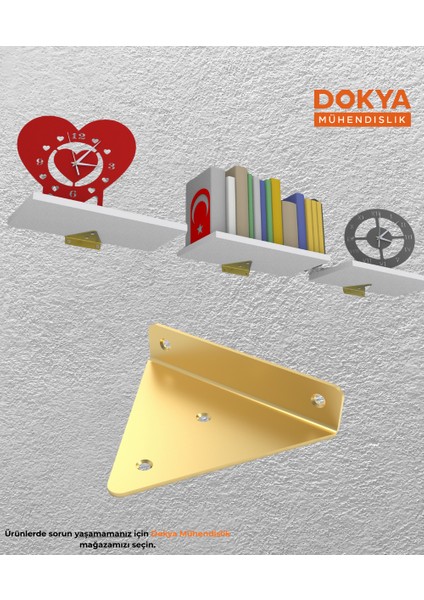 2'li Gold Gizli Duvar Rafı Askı Aparatı ve 2 Ad 20X40 cm Beyaz Mdf fiyatları
