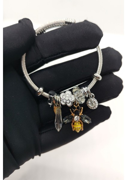 Charm Çelik Bileklik Silver Arılı fiyatları