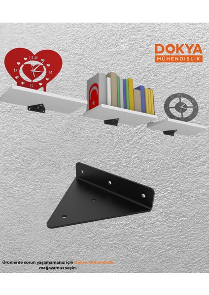 2'li Siyah Gizli Duvar Rafı Askı Aparatı ve 20X40 cm Beyaz Mdf fiyatları