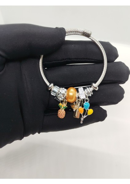Charm Çelik Bileklik Silver Ananas Balon