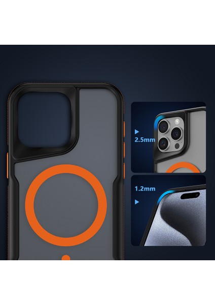 Apple iPhone 15 Pro Kılıf M-Safe Şarj Özellikli Renkli Kenar Airbag Şeritli Lamer Kapak modelleri