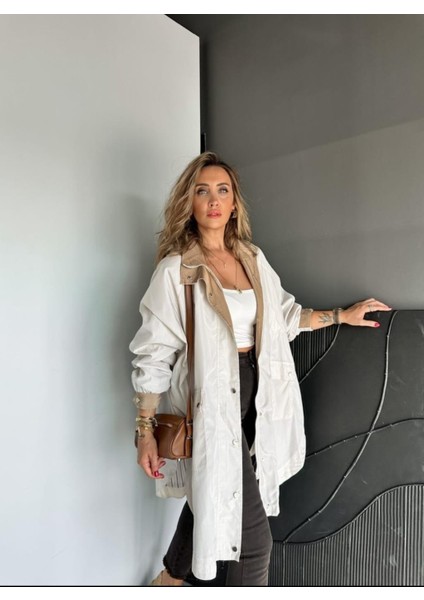 Robin Kadın Kapüşonlu Yanları Yırtmaçlı Reglan Kol Oversize Trençkot fırsatları