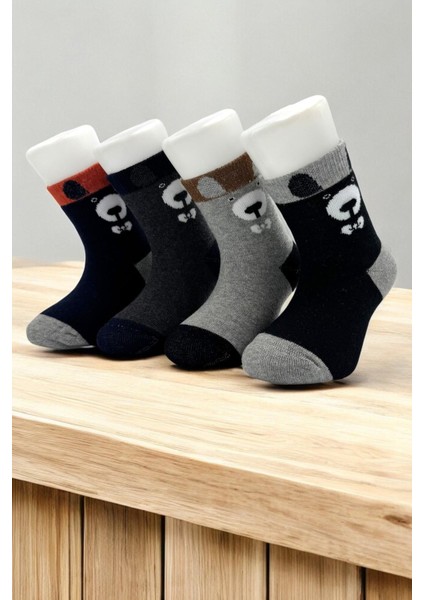 8 Çift Burun Dikişsiz Ayıcık Desenli Kışlık Kalın Havlu Erkek Çocuk Soket Çorap fırsatları