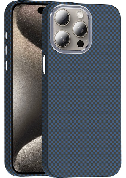 Apple iPhone 15 Pro Kılıf M-Safe Şarj Özellikli Karbon Fiber Görünümlü Gros Kapak