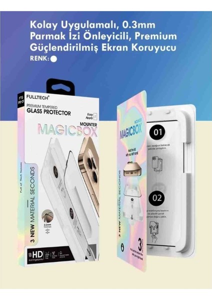 iPhone 17 Pro Uyumlu Ekran Koruyucu Şeffaf Kolay Uygulamalı Premium Güçlendirilmiş