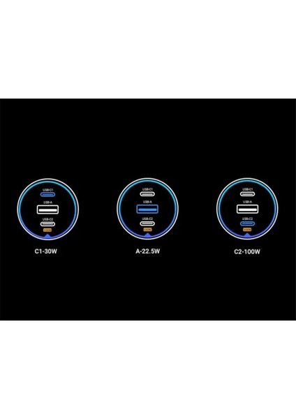 130W 3 Portlu Araç Içi Şarj Cihazı Çakmaklı