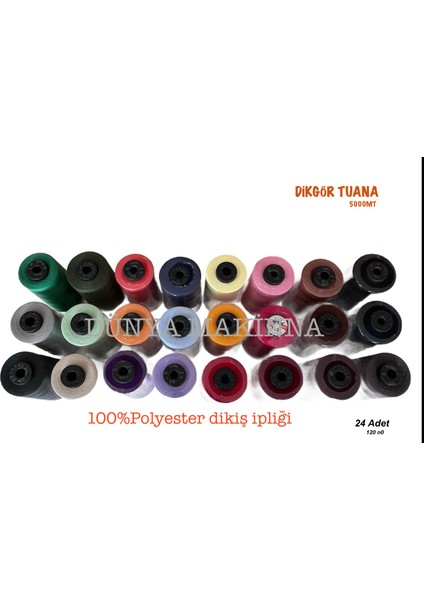 Dünya Makina Dikgör Tuana NO:120 24 Adet Renkli Dikiş Ipliği 5000 mt modelleri