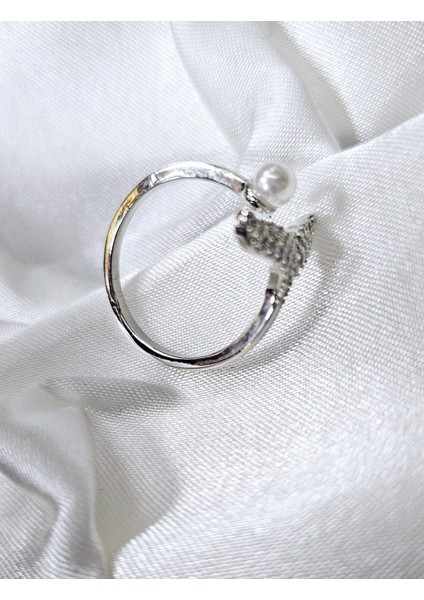 DÜKKAN DESİGN İNCİLİ BALİNA KUYRUK AYARLANABİLİR ÇELİK YÜZÜK modelleri