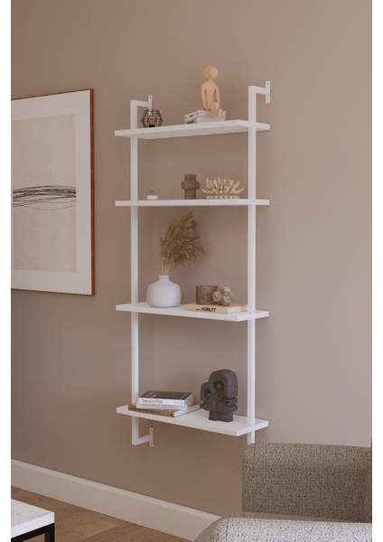 Modüler Model 4 Raflı Duvara Monte Kitaplık Duvar Rafı Aksesuar Rafı