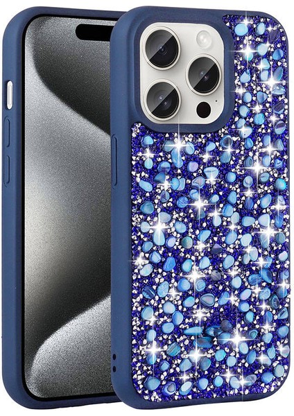 Apple iPhone 15 Pro Kılıf Parlak Taşlı Tasarım Linea Diamond Kapak