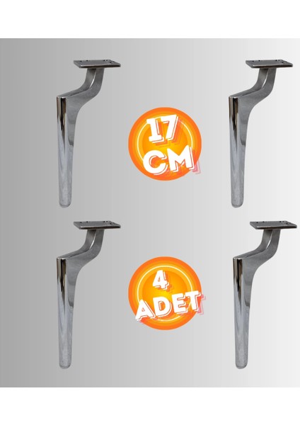 17 cm Metal Zirve Ayak Koltuk Ayağı Mobilya Ayağı Ünite Ayağı Konsol Ayağı Puf Berjer Ayağı ( 4 Adet )