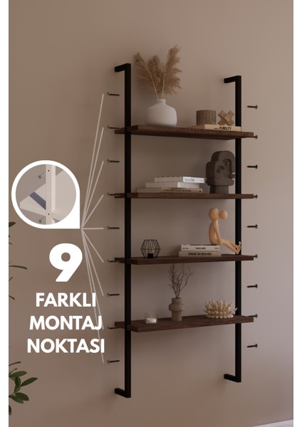 Modüler Model 4 Raflı Duvara Monte Kitaplık Duvar Rafı Aksesuar Rafı fiyatları
