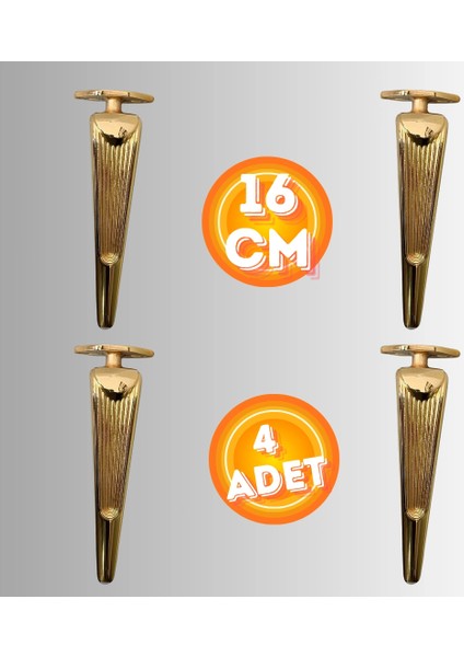16 cm Metal Klas Koltuk Ayağı Mobilya Ayağı Ünite Ayağı Konsol Ayağı Puf Berjer Ayağı (4 Adet)