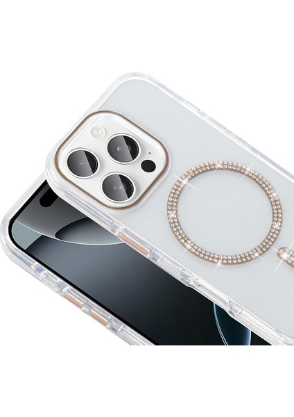 Apple iPhone 15 Pro Kılıf Taşlı Tasarım M-Safe Şarj Özellikli Koment Silikon Kapak modelleri