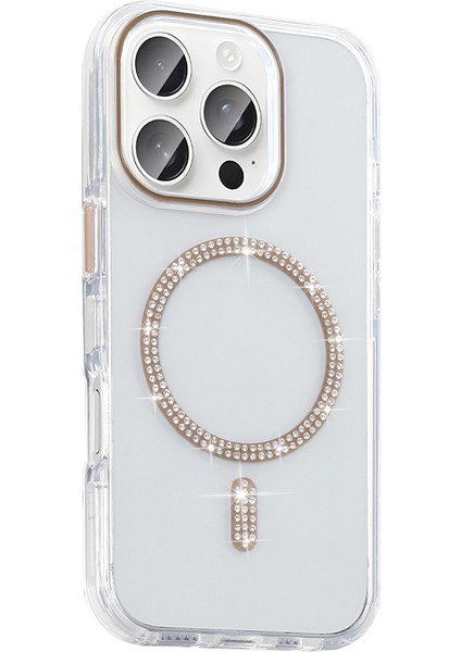 Apple iPhone 15 Pro Kılıf Taşlı Tasarım M-Safe Şarj Özellikli Koment Silikon Kapak fırsatları