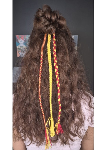 Rasta Gs Taraftar Örgülü Saç Ipi 3'lü Lastik Tokalı