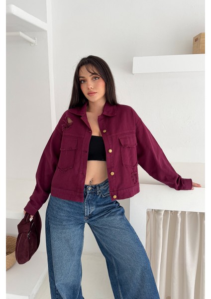 Kadın Yırtık Detaylı Crop Ceket – Dinamik & Sokak Stili fiyatları