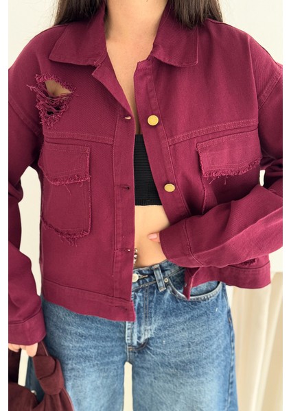 Kadın Yırtık Detaylı Crop Ceket – Dinamik & Sokak Stili modelleri