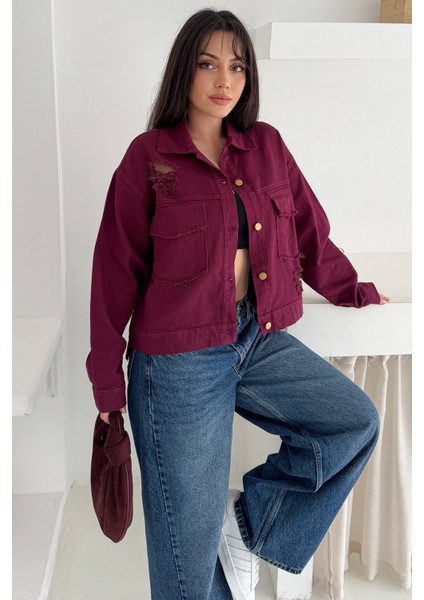 Kadın Yırtık Detaylı Crop Ceket – Dinamik & Sokak Stili indirimleri