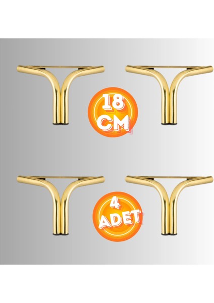 18 cm Metal Magnolia Koltuk Ayağı Mobilya Ayağı Ünite Ayağı Konsol Ayağı Puf Berjer Ayağı (4 Adet)