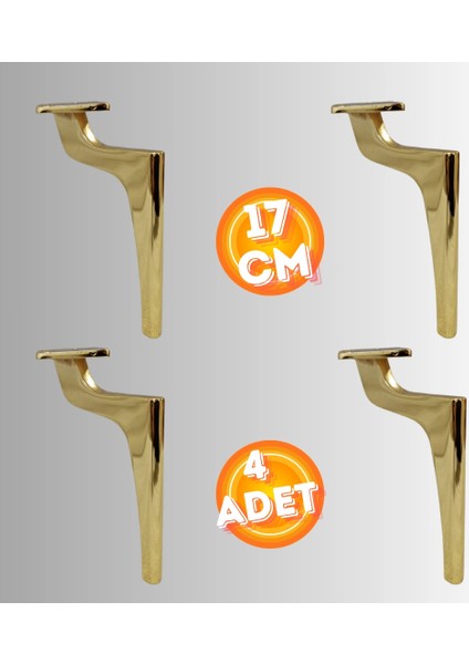 17 cm Metal Zirve Ayak Koltuk Ayağı Mobilya Ayağı Ünite Ayağı Konsol Ayağı Puf Berjer Ayağı ( 4 Adet )