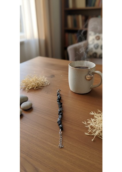 Kartanesi Obsidiyen Doğal Taş Bileklik – Negatif Enerji Engelleyici, Koruma ve Denge Taşı, El Yapımı