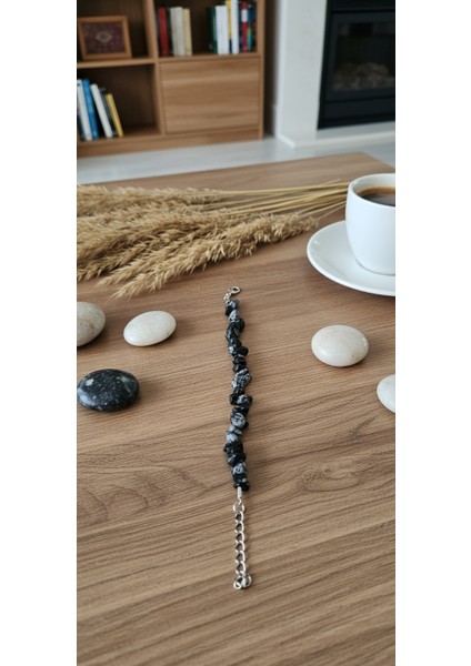 Kartanesi Obsidiyen Doğal Taş Bileklik – Negatif Enerji Engelleyici, Koruma ve Denge Taşı, El Yapımı