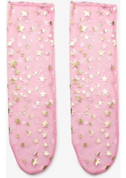 Pembe Gold Küçük Yıldız Detaylı Kız Çocuk Tül Çorap modelleri