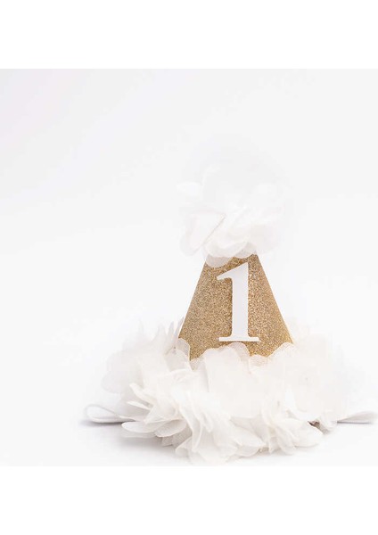 Beyaz 1 Yaş Huni Doğum Günü Tacı