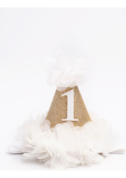 Beyaz 1 Yaş Huni Doğum Günü Tacı modelleri