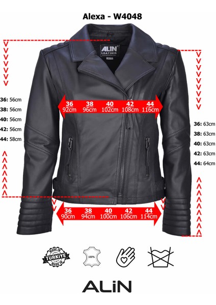 Alexa Hakiki Deri Siyah Biker Ceket Kadın modelleri