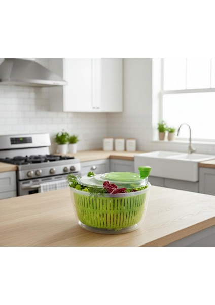 Salata ve Sebze Kurutucu Jumbo Boy 5 Litre – Bpa Free, Bulaşık Makinesine Uyumlu